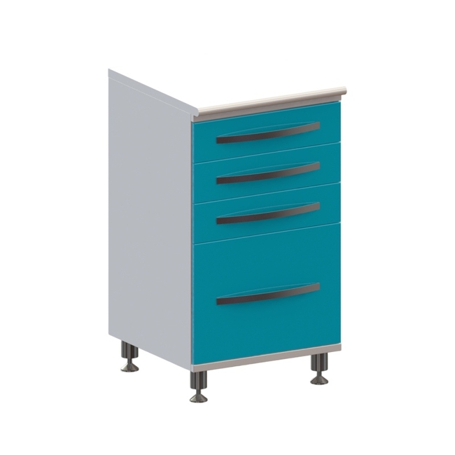 Т4 - тумба напольная на хромированных ножках серия Люкс, 4 выдвижных ящика | Виталия (Россия)